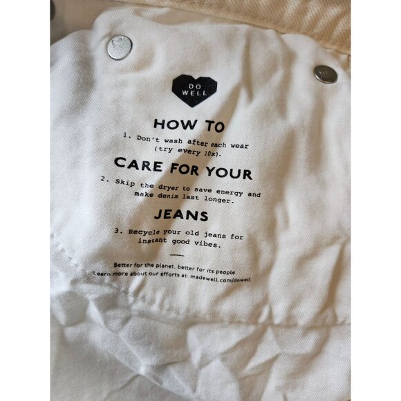 Madewell Womens Baggy Straight Jeans High Waist Size 30 Off-White Button Fly - Picture 10 of 11